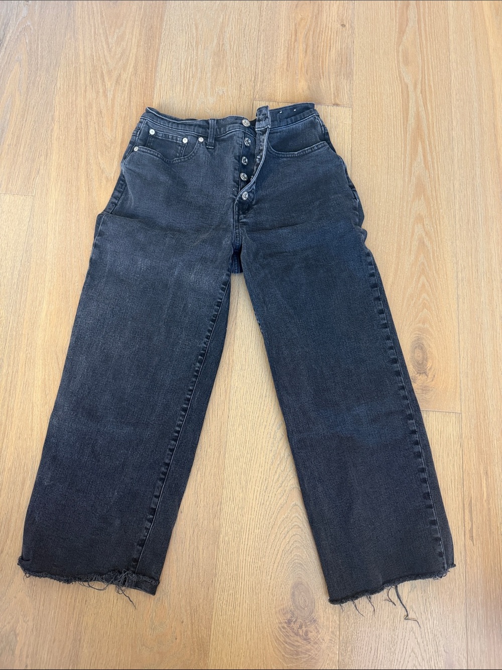 Madewell Black Wide-Leg Button-Fly Jeans